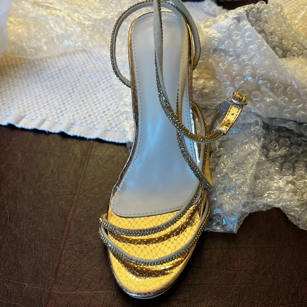 Gold Rhinestone Heels - Picture 4 of 5